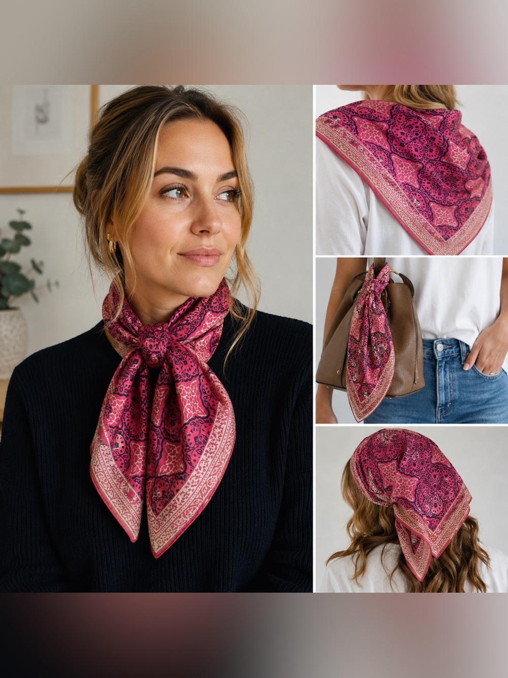 Lauren Ralph Lauren Pink Paisley Scarf Vintage Floral Boho